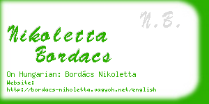 nikoletta bordacs business card